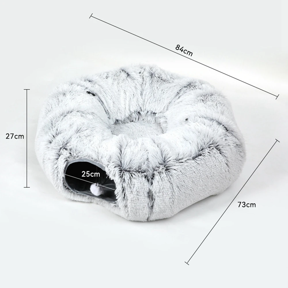 Plush Cat Bed Washable Warm Tunnel Bed Kennel Nest Cave Stuff Items Pet Supplies Cat Accessories House Kitten Training Toy