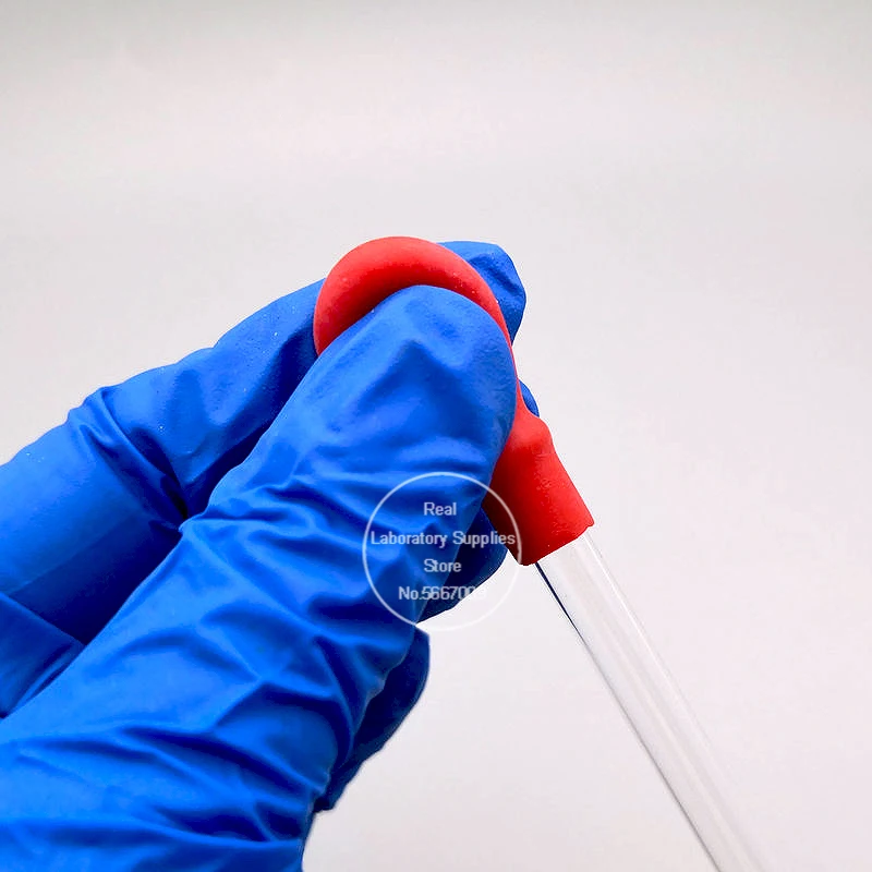 10 adet/grup uzunluğu 90mm 100mm 120mm 150mm Ungraduated tüm boyut mevcut cam damlalık Pipet transferi Pipet kırmızı kauçuk kafa ile
