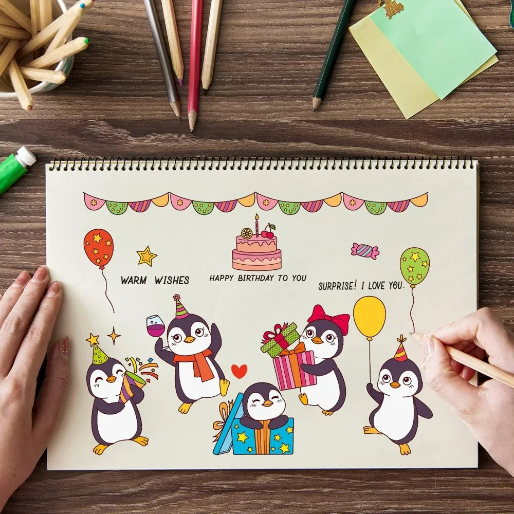 Penguin and Party Clear Stamp Happy Birthday and Cake Transparent Silicone Stamp Rubber Stamp for Scrapbook Journal Christmas