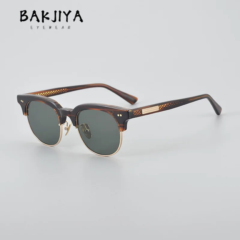 BAKJIYA Eyebrow Acetate Sunglasses Designer Retro Handmade Men Women Fashion Outdoor UV400 Eye Protection Polarized Sun Glasses