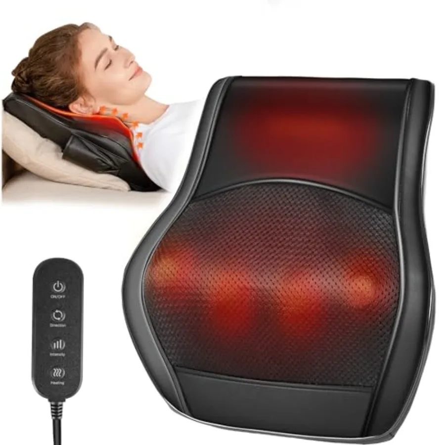

Neck and Back Massager for Pain Relief Deep Tissue with Heat, Shiatsu Shoulder Massager with Bi-Directional Rotating Head for N
