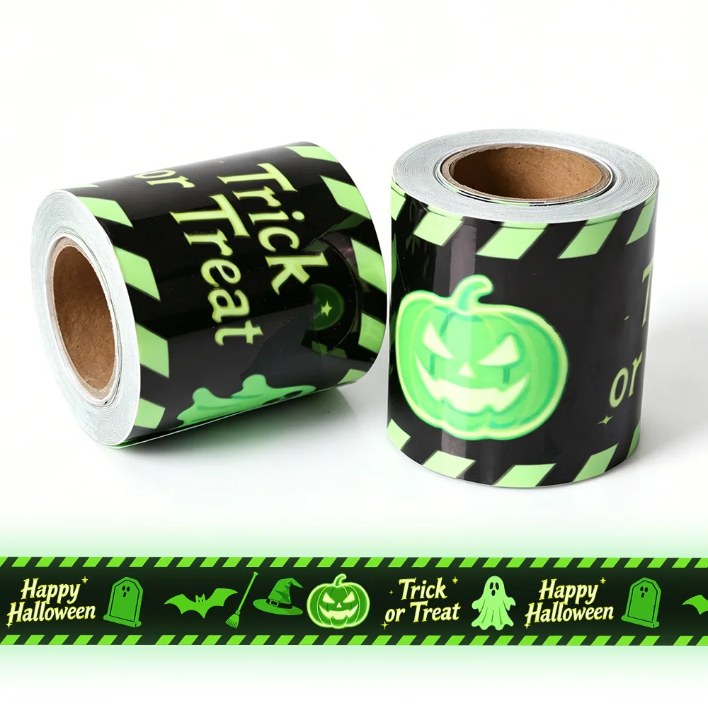 20ft Self-adhesive Halloween Gathering Glow Warning Tape Halloween Luminous Warning Tape Luminous Creepy Safety Warning Tape