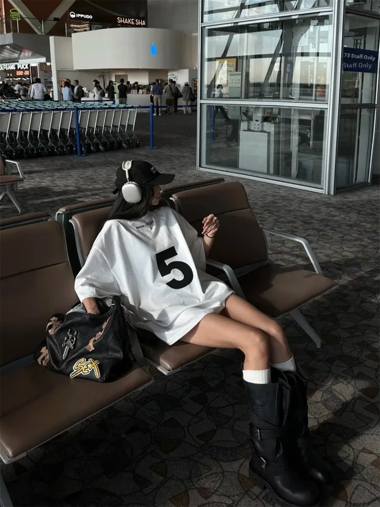 Loose Women's ort Sve T-irt Digital Print Casual Top Faionable Summer Cotton round Ne Sweatirt Street Sle