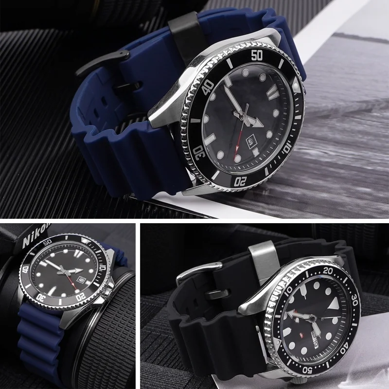 20mm 22mm cinturino subacqueo per Seiko Water Ghost Omega Casio cinturino da uomo sportivo cinturino in gomma siliconica impermeabile sgancio rapido