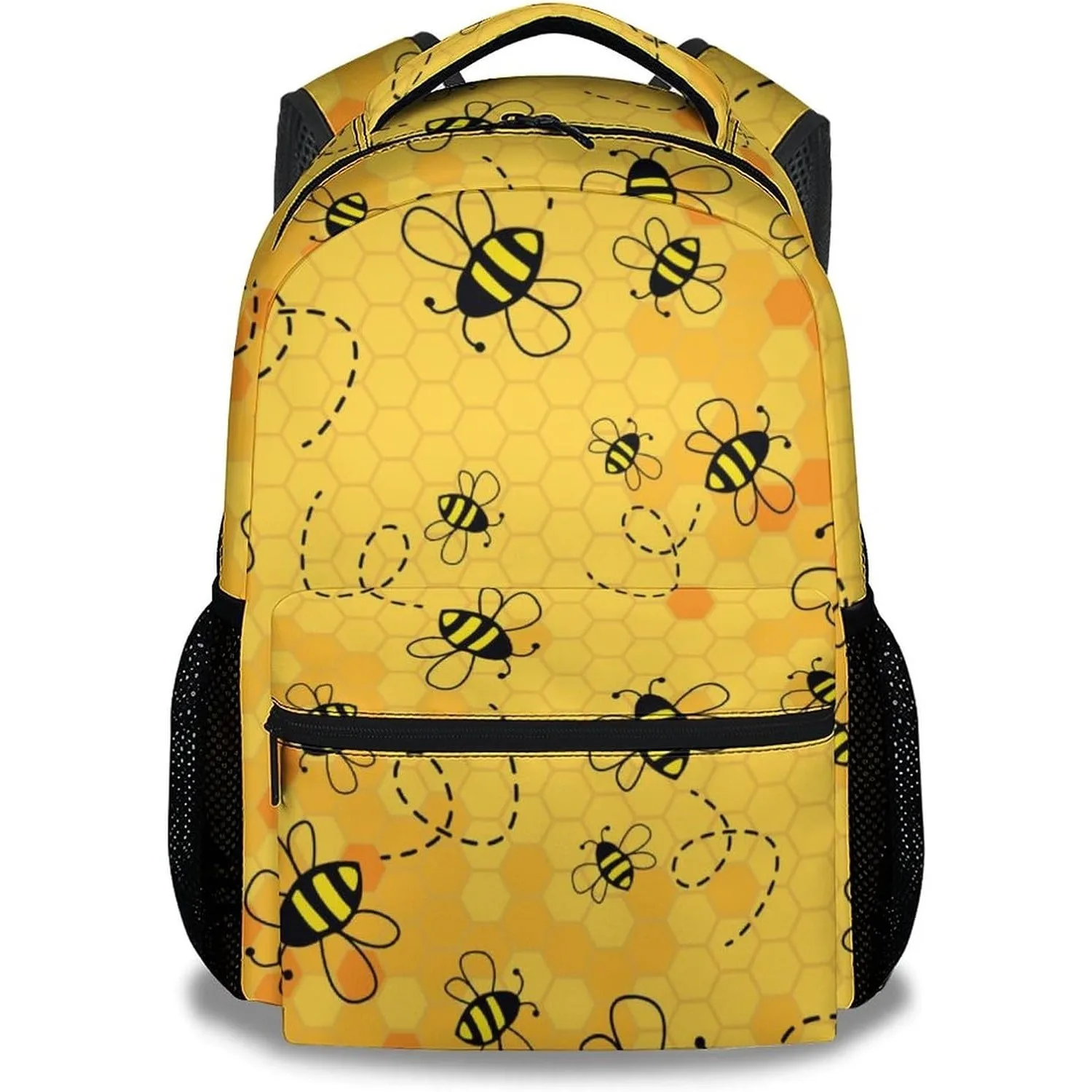 

Bee Backpack for Girls Boys, 16 Inch Yellow Backpacks for School, Cute, Adjustable Straps
