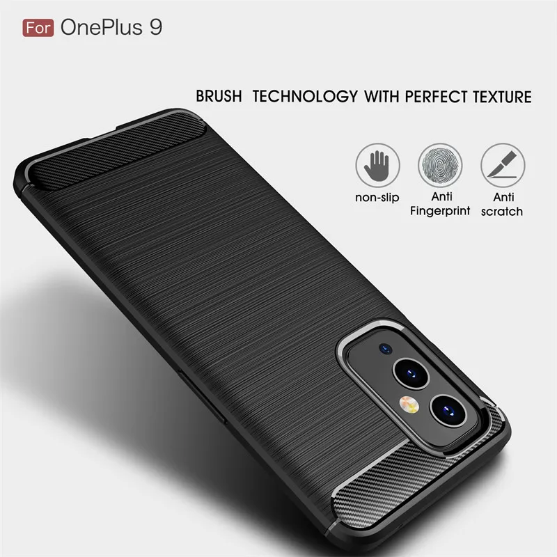 Oneplus 9 LE2113 LE2115 Case Carbon Fiber Protection Armor Soft Silicone TPU Back Cover Phone Case for Oneplus 9 Oneplus9 LE2111