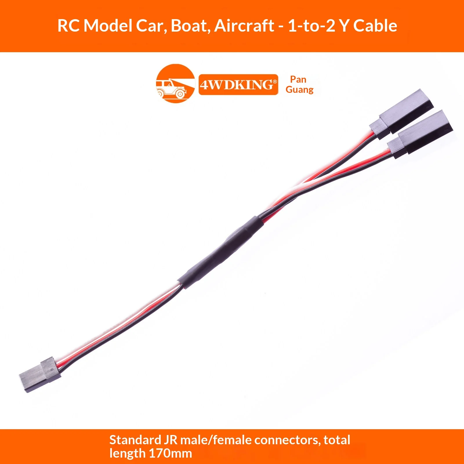4WDKING Servo Y Cable Extension 60 Core 1 to 2 Splitter Wire for RC Car Fixed Wing Aircraft JR Plug Futaba Replacement