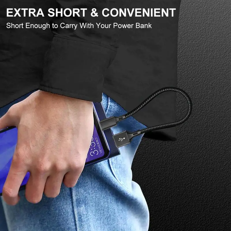 USB C Кабель для передачи данных 25 см Нейлоновый USB Тип C Шнур для зарядного устройства для телефона Плетеный нейлоновый шнур для зарядного устройства Длинная портативная передача данных для домашнего офиса