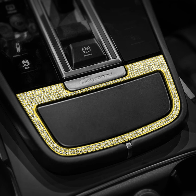Metal Rhinestone Decals for Cayenne 2011‑2024, Steering Wheel Emblem Upgrade, Air Vent & One‑Touch Start Button Decor Stickers