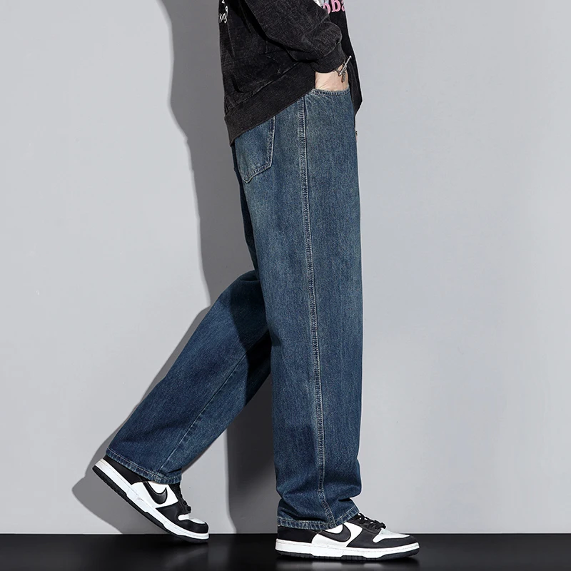 KSTUN 2025 الصوف الجينز للرجال واسعة الساق الجينز دفئا رشاقته الرجال السراويل الفضفاضة فضفاضة اللياقة البدنية كامل طول بنطلون مرونة الخصر
