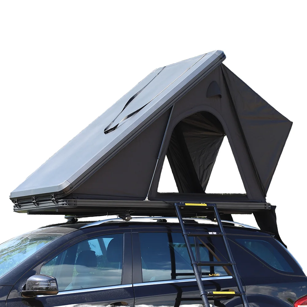 

Лидер продаж, тонкая алюминиевая жесткая автомобильная палатка на крыше, треугольная жесткая парусиновая водонепроницаемая палатка на крыше для кемпинга на открытом воздухе