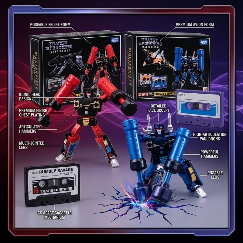 【In Stock】Transformation Robot MP-15 MP-16 MP15 MP16 Rumble Ravage Frenzy Cassette G1 MP Scale 100% Original Toys Figure Gift