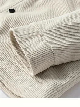 Men's Corduroy Jacket Fashion Casual Solid Color Versatile Top Outerwear for All Occasions 4