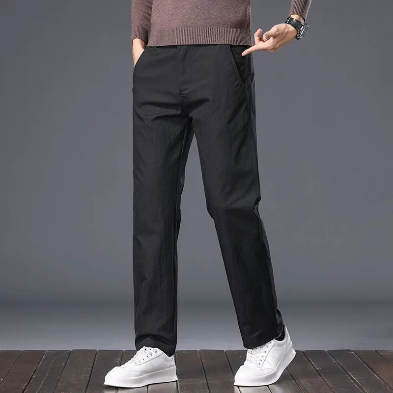 ربيع الخريف نمط جديد فضفاض مستقيم مطاطا رجال الأعمال سراويل تقليدية شعبية سراويل الصيف مريحة متعددة الاستخدامات #4