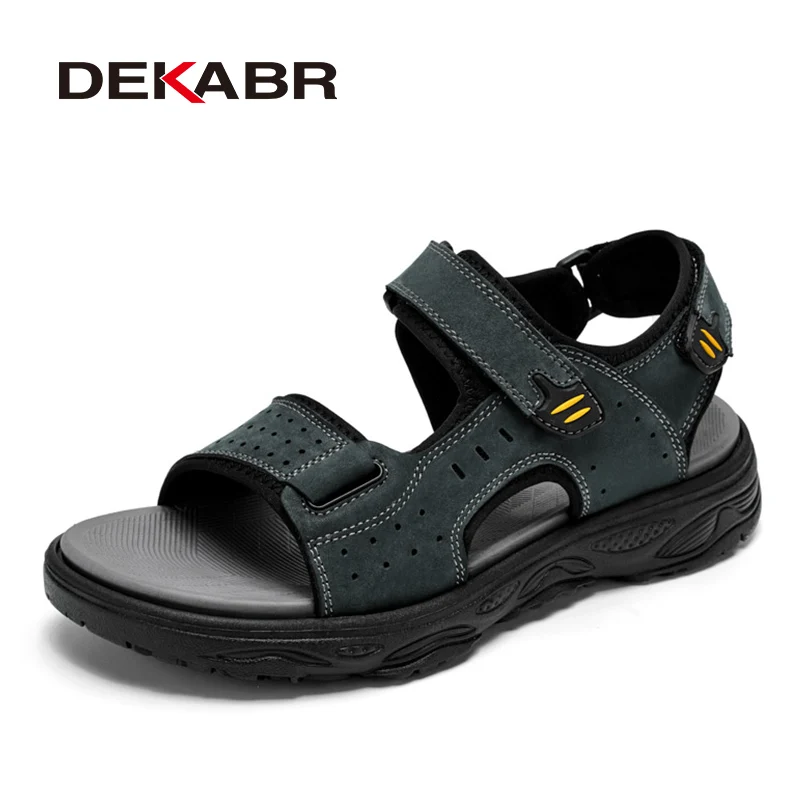 

DEKABR Summer Men Sandals First Layer Cowhide Leather Beach Anti Slip Breathable Lightweight MD Outsole Casual Shoes Size 38-45