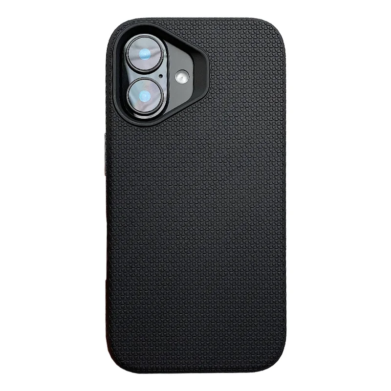 New Models 2 in 1 Grid Texture Phone Case for iPhone 17 Pro 15 16 pro max 14 13 12 Simple Anti slip Shockproof Phone Back Cover