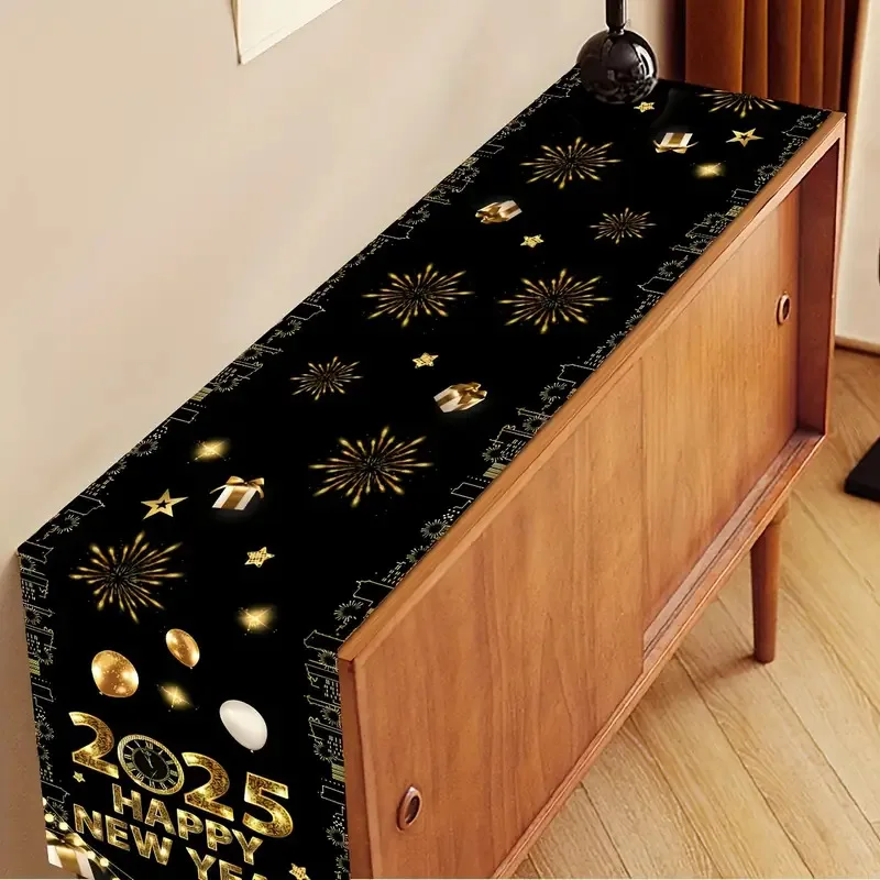 Explosive Happy New Year Table Flag, Balloon Pattern, Tablecloth, Family Party Decoration, Restaurant, Living Room Counter