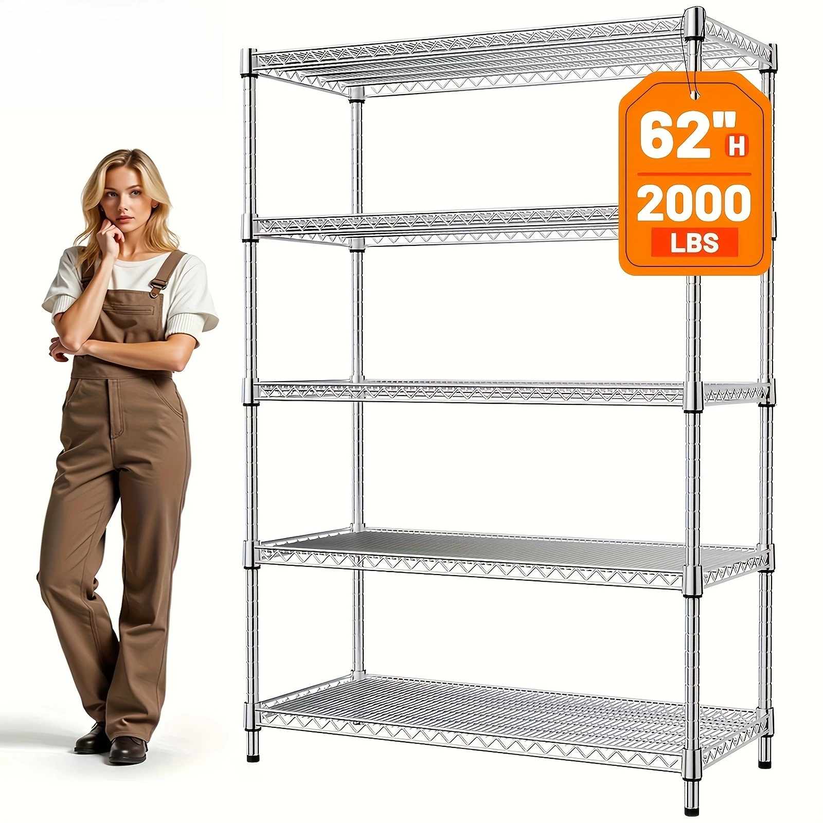 5/4/3 Tier Storage Shelving Steel Heavy Duty Multi-Tier Utility Shelving Unit Steel Organizer Wire Rack For Home, Kitchen