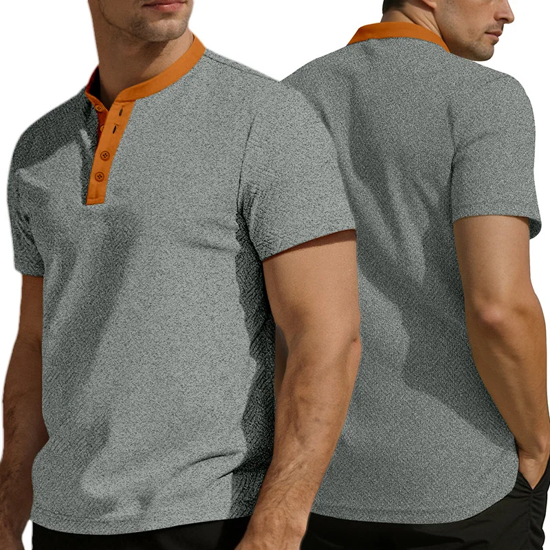 

Men's Casual Loose Short Sleeve Shirt Breathable Towel Pattern Button up Summer Fashion Comfortable Polyester Plain Color