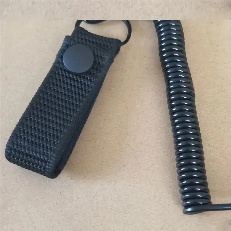 DIZETION Taktische Anti-verloren Elastische Lanyard Anti-diebstahl Anti-cut Frühling Sitz Gürtel Pistole Seil Schlüssel Ring taschenlampe Zubehör – Detail 8