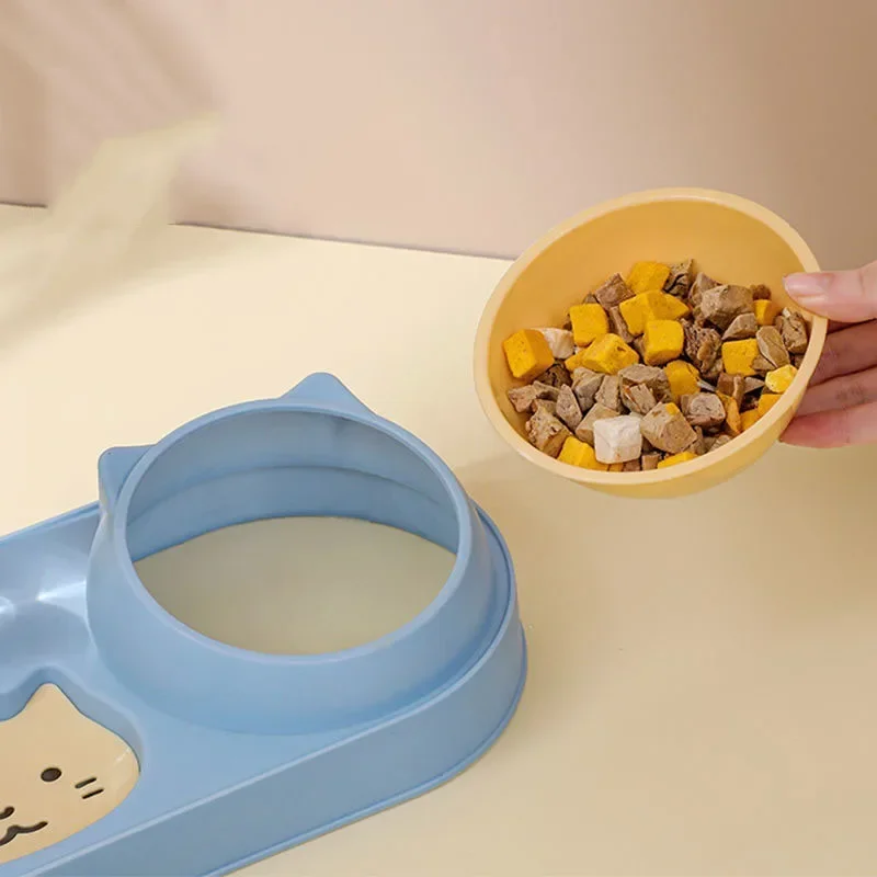 Pet Cat Bowl Automatic Feeder Dog Food Bowl With Water Fountain Double Bowl Drinking Raised Stand Dish Bowls For Cats