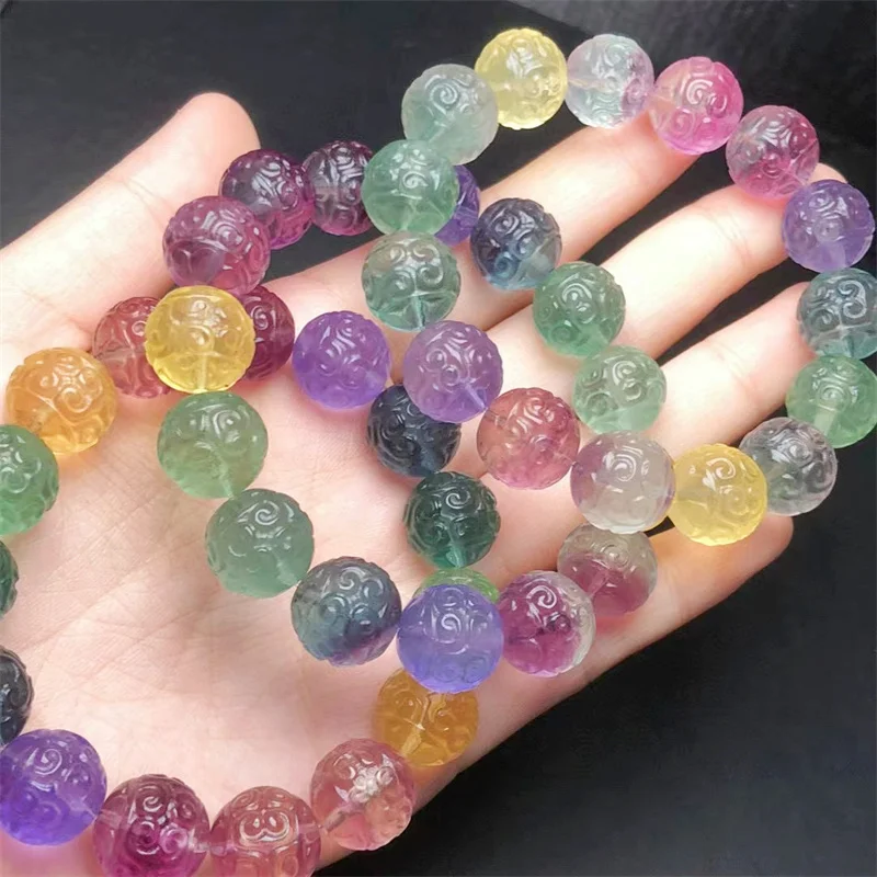 

Natural Fluorite Mosaic Bead Bracelet String Charms Handmade Fortune Energy Bangle Mineral Woman Amulet Jewelry Gift 1PCS