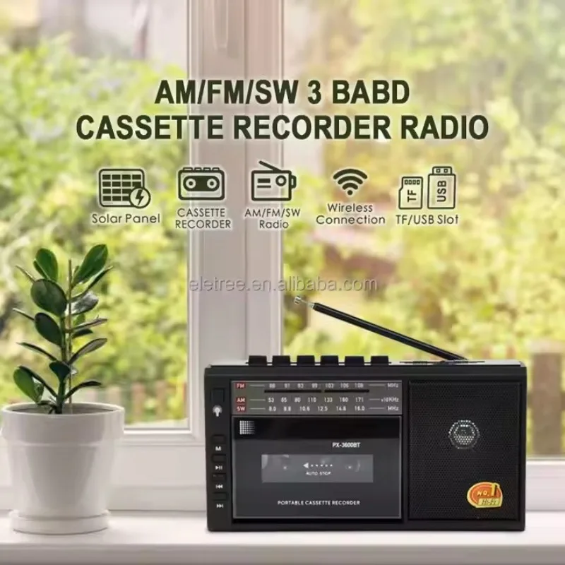 Портативный винтажный кассетный радиоприемник USB AM/FM/SW, многодиапазонный рекордер, монофоническое радио, беспроводной динамик BT 5,0, TF-карта, Mp3-плеер