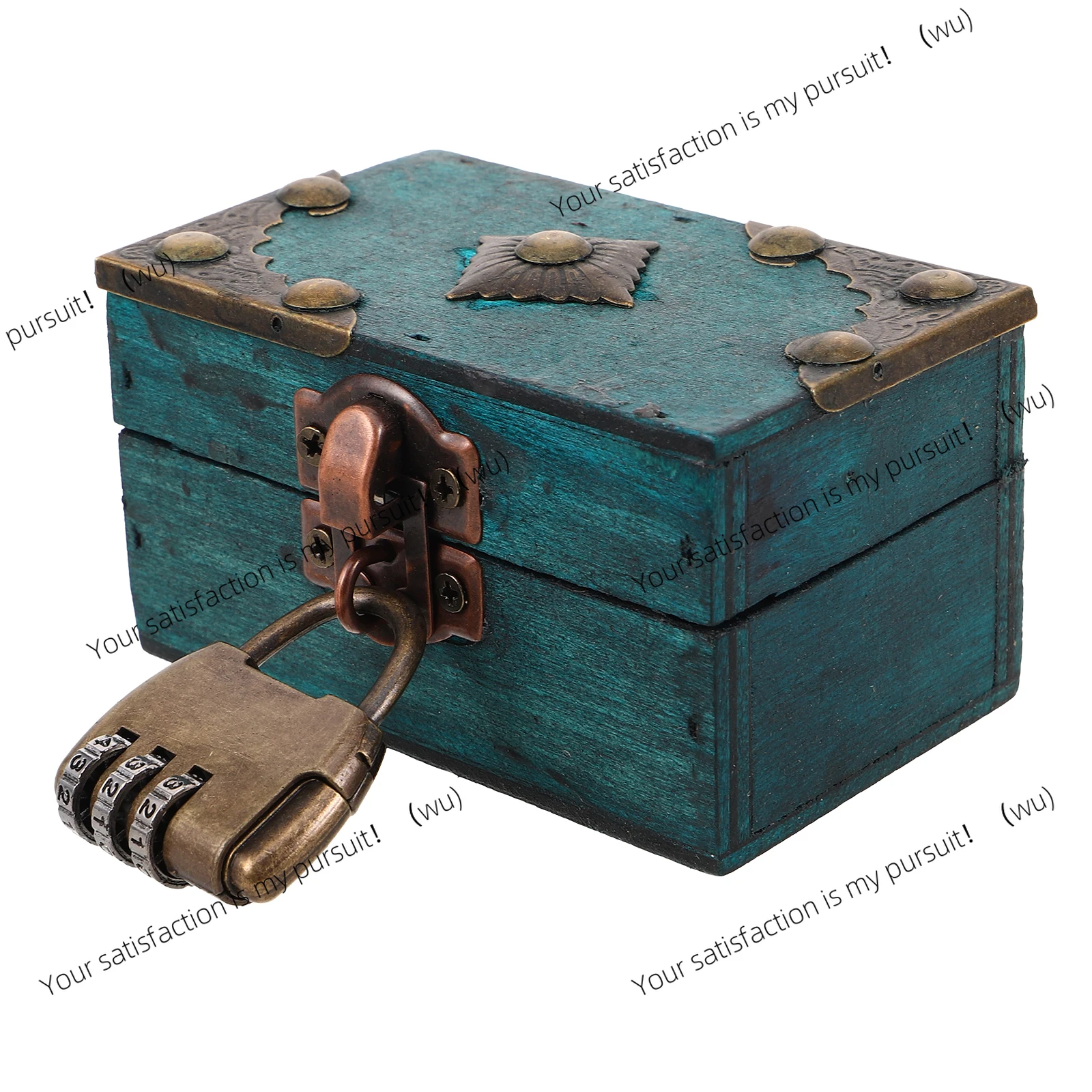 Retro jewelry wooden storage box with lock 9x5.5x5cm, trinket commemorative neat container