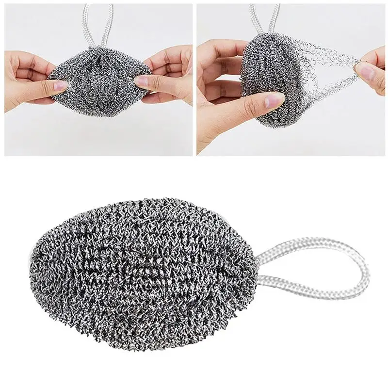 Metal Sponge Stainless Steel Scrubber Scrubbing Scouring Pad Steel Wool Scrubber Wire Dishcloth Cookware Cleaner Dish Cleaner