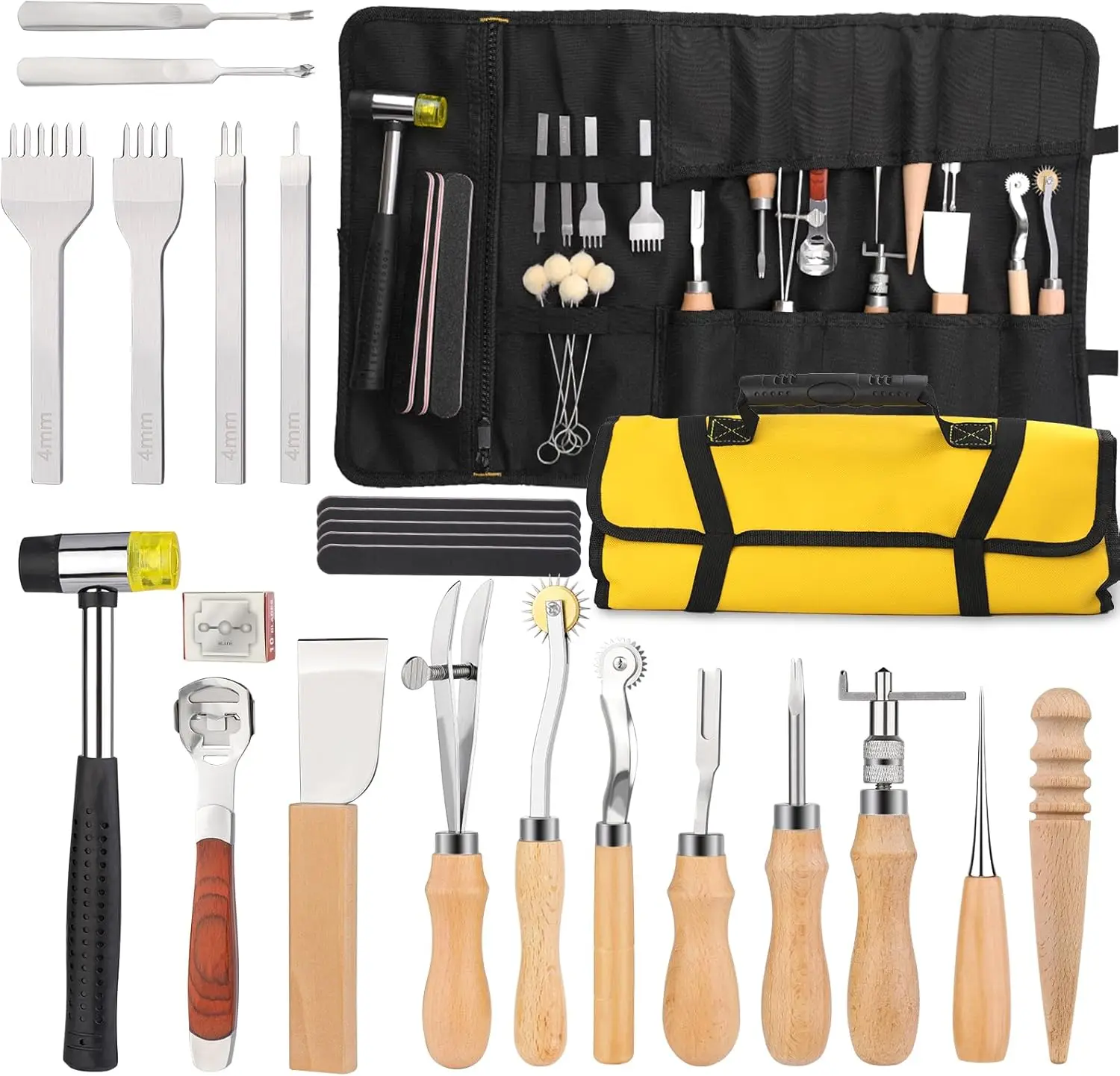 

Complete Leather Crafting Kit with Punch, Hammer, Skiver for DIY Projects