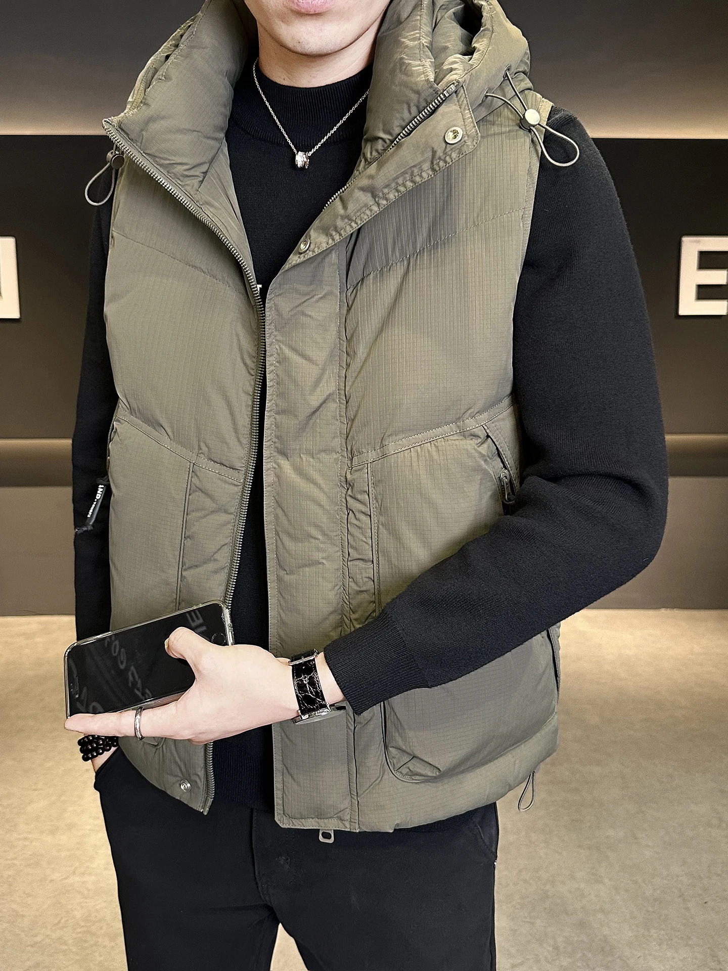 

Men's down Jaet Vest Du Feather Hooded Autumn Winter Outerwear Sli Warmth Casual Faionable Polyester Fiber