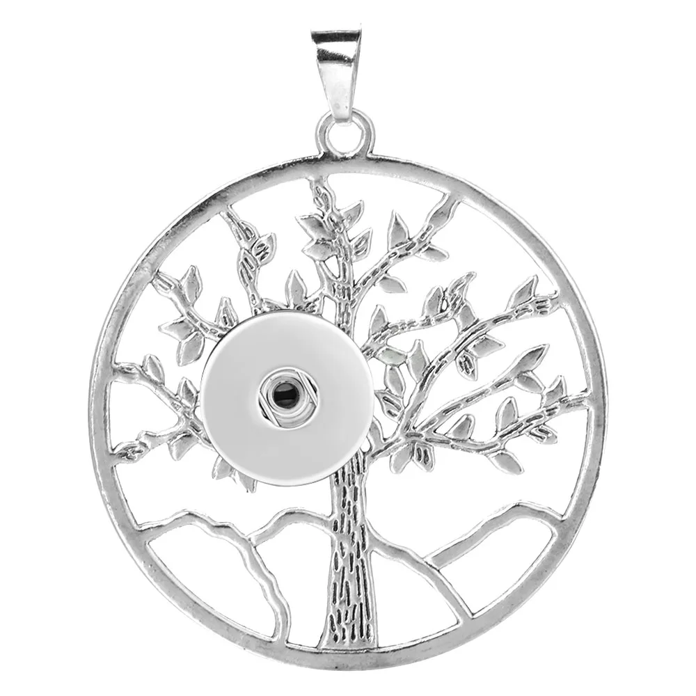 New Metal Snap Button Pendant Fit 18mm 20mm Snap Buttons Wing Feather Tree of Life Butterfly Jewelry for Women