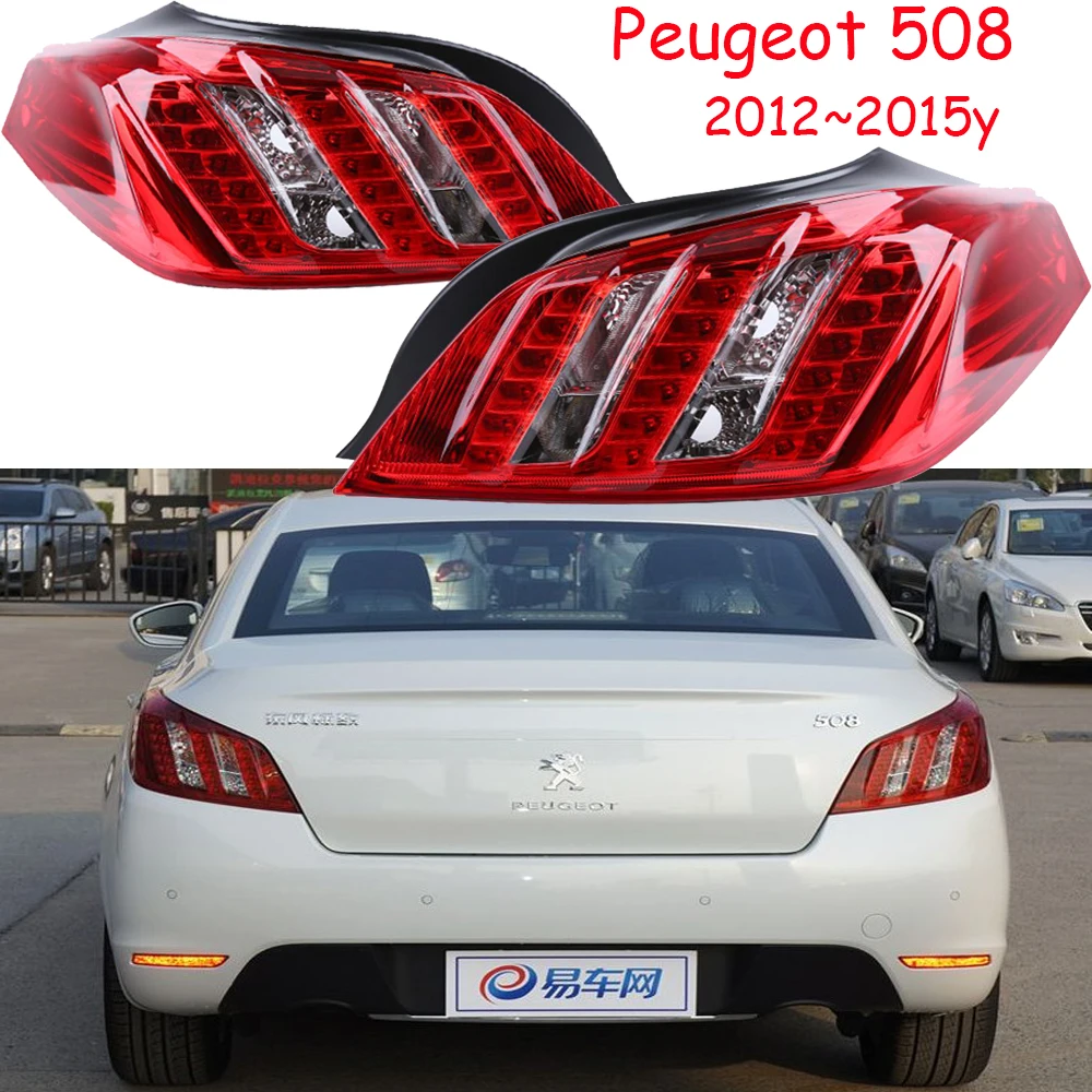 1pcs car bumper tail light for Peugeot 508 taillight 2012~2015y car accessories Taillamp for Peugeot 508 rear light fog