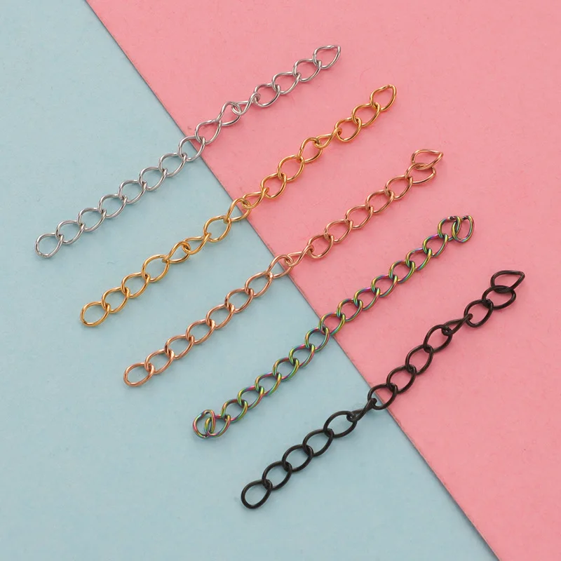 

30Pcs/Lot Stainless Steel Extension Chains Bulk Extended Bracelet Tail Extender For DIY Jewelry Making 4.5cm