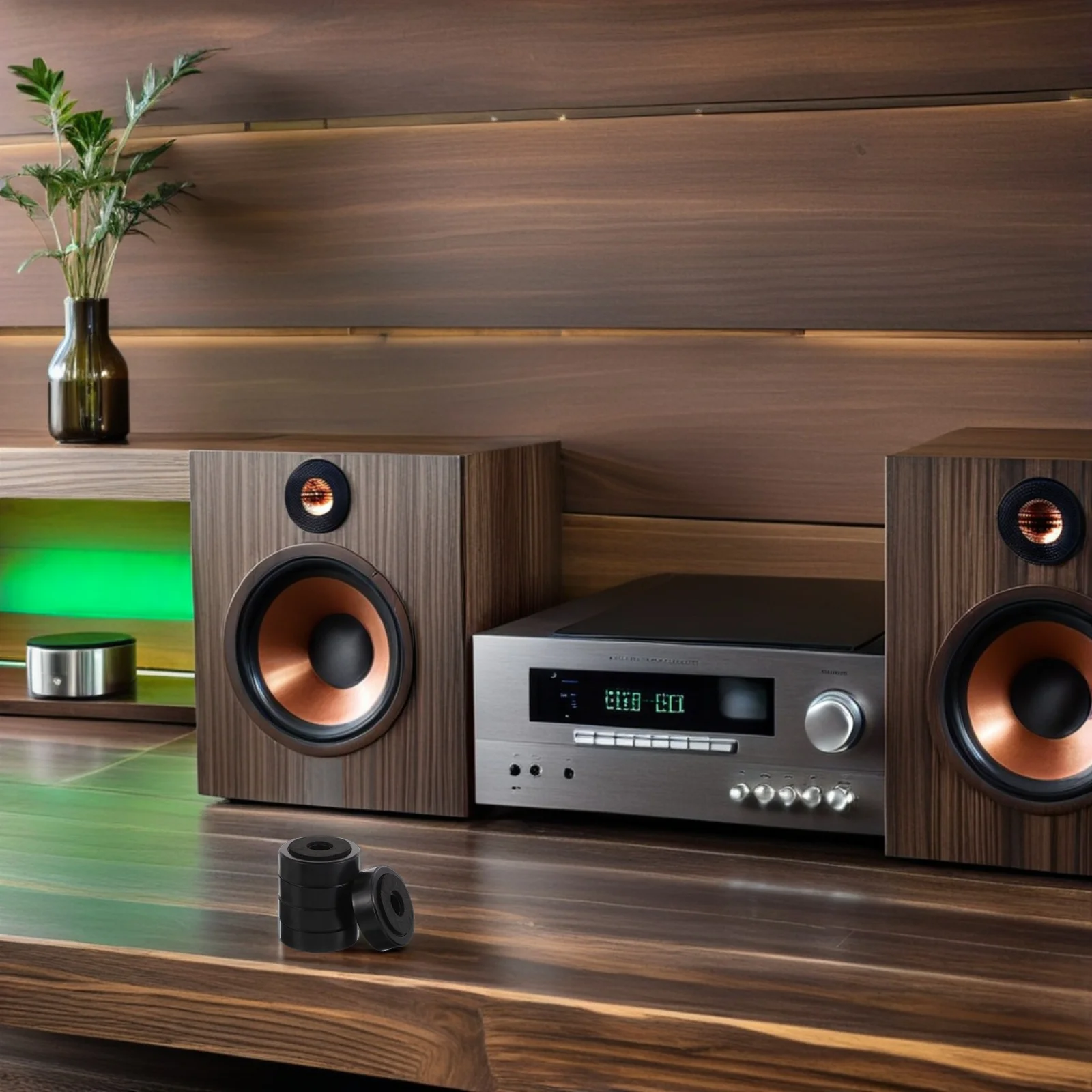 

12Pcs Audio Vibration Isolation Pads Black Rubber Speaker Feet for Tower Speakers Amplifiers Anti-Slip Furniture Floor