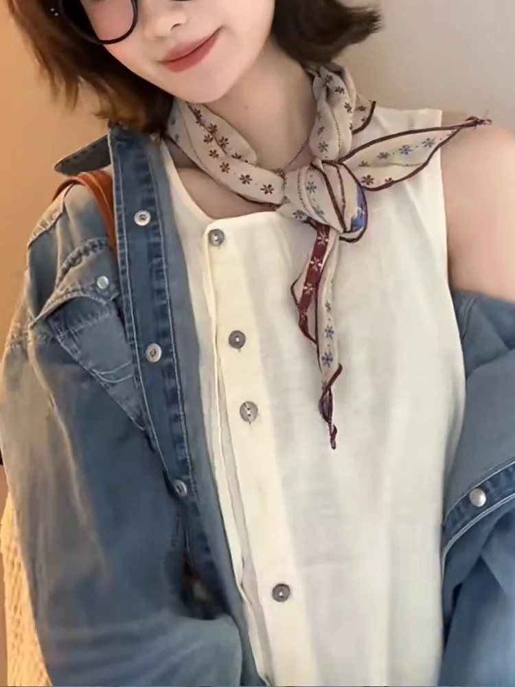 Korean Style Retro Cotton Linen Scarf Women Summer Thin Multi-Purpose Neck-Tie  Scarf Atmosphere Sense Hairband