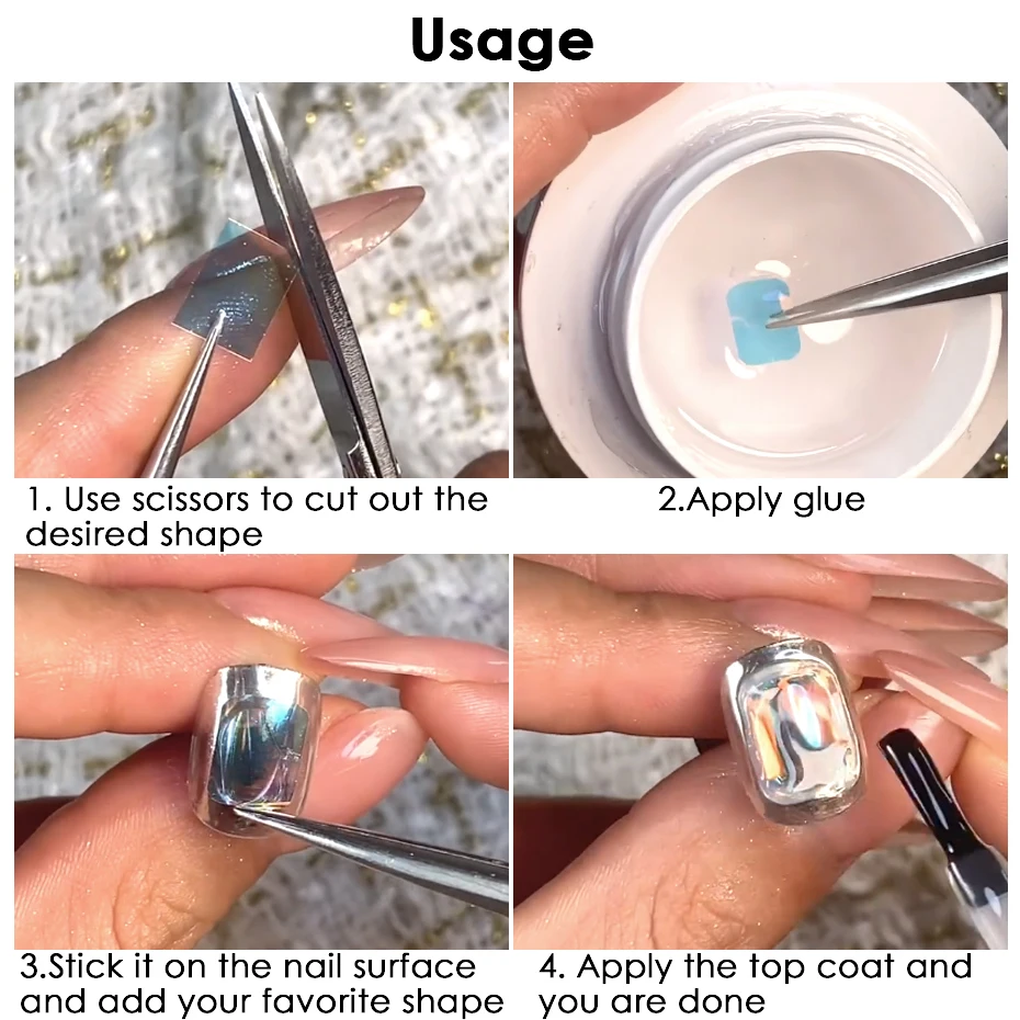 8 قطعة/الحقيبة الخيال السلوفان مسمار الفن الديكور قزحي الألوان أورورا رقائق يلتف التسلق ورقة DIY بها بنفسك مجوهرات أنيقة مانيكير المنزلق #6