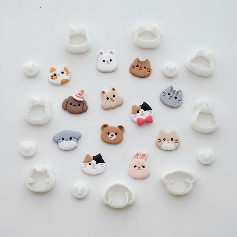 1pc dos desenhos animados animais quadro cortadores de argila de polímero emoticons selos cerâmica cortador de argila brincos jóias moldes fazendo ferramentas