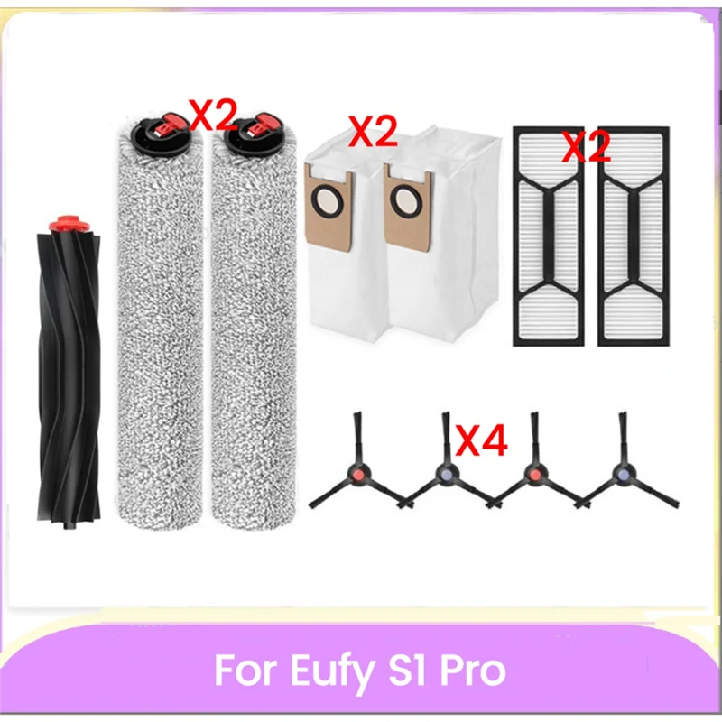 

GTBL 11PCS Main Roller Side Brush HEPA Filter Dust Bag For Eufy S1 Pro Vacuum Parts Replacement Accessories