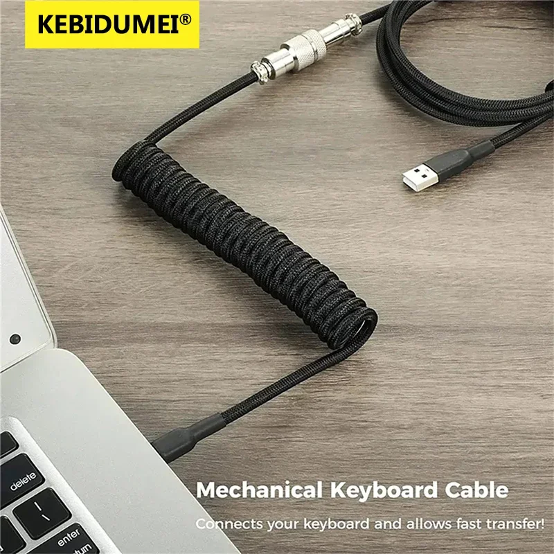 Cable Espiral para Teclado Mecánico, Cable USB Tipo C, Conector de Hardware, Cable Trenzado Mecánico de Aviación, Cable para Teclado de Juegos con Cable