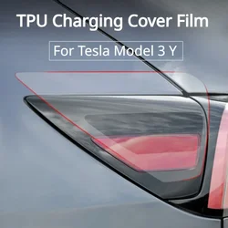 TPU Şarj Kapak Filmi Tesla Modeli 3/Y/3 + Şeffaf Şarj Kapağı koruyucu film çizilmez Araba Aksesuarları 2017-2024