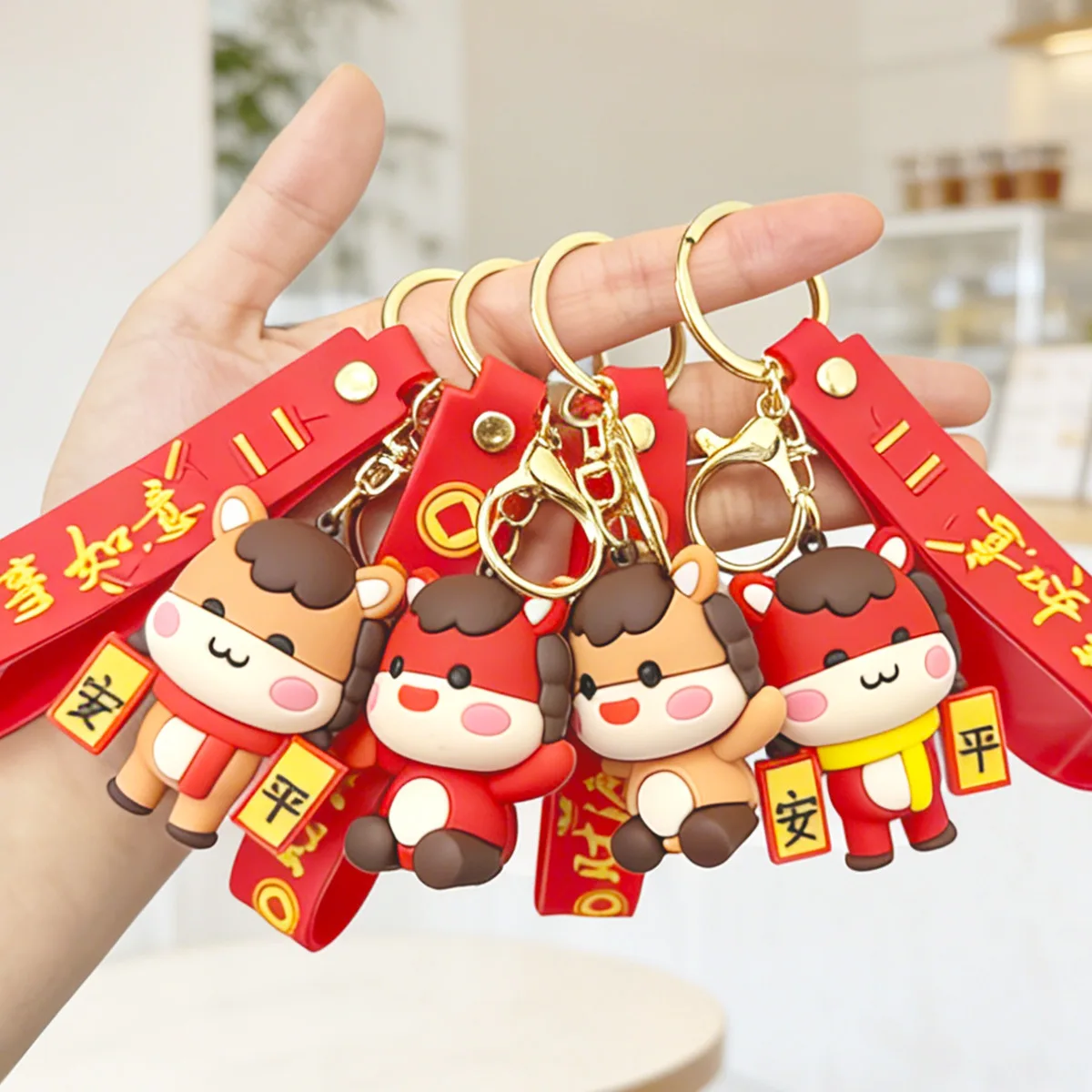 

2026 Year of the Horse Safe Keychain Zodiac Horse Silicone Pendant Safe Wishful Auspicious Pendant New Year Small Gift Item