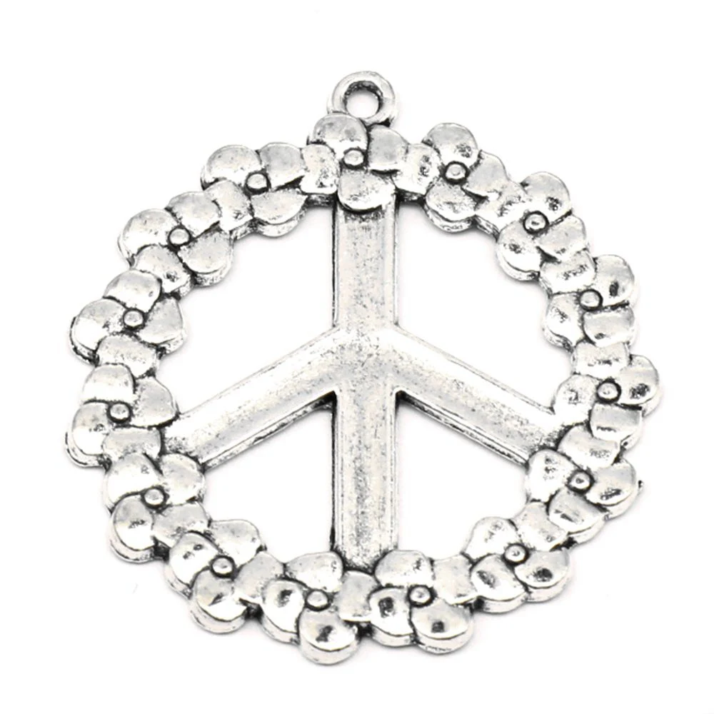 3pcs 38x41mm Peace Talisman Charms Men Pendant Findings For Diy Man Jewelri Antique Silver Color