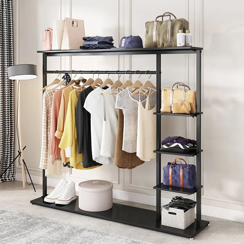

Stylish Shelves Drying Clothes Racks 3 Tier Black Modern Japandi Clothing Rack Living Room Perchero De Ropa Room Furniture