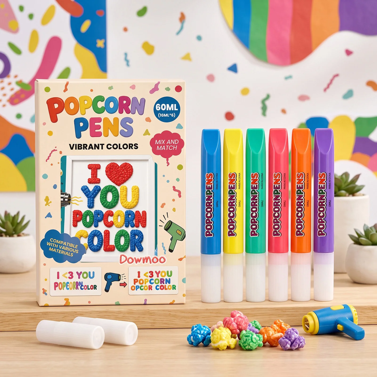 Bubble Puff Paint Pens 6pcs Set Low Melt 3D Raised Texture Hand Drawing Art Craft Tool for Kids Classroom Home DIY Decoration