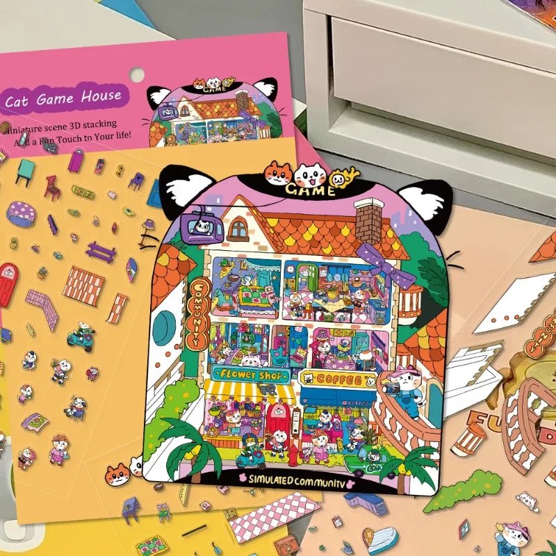 التصميم الإبداعي ماجيك أنيمي هريرة غرفة تخطيط المشهد ملصق للأطفال لطيف الكرتون القط سجل القصاصات مذكرات ملصق المناظر الطبيعية