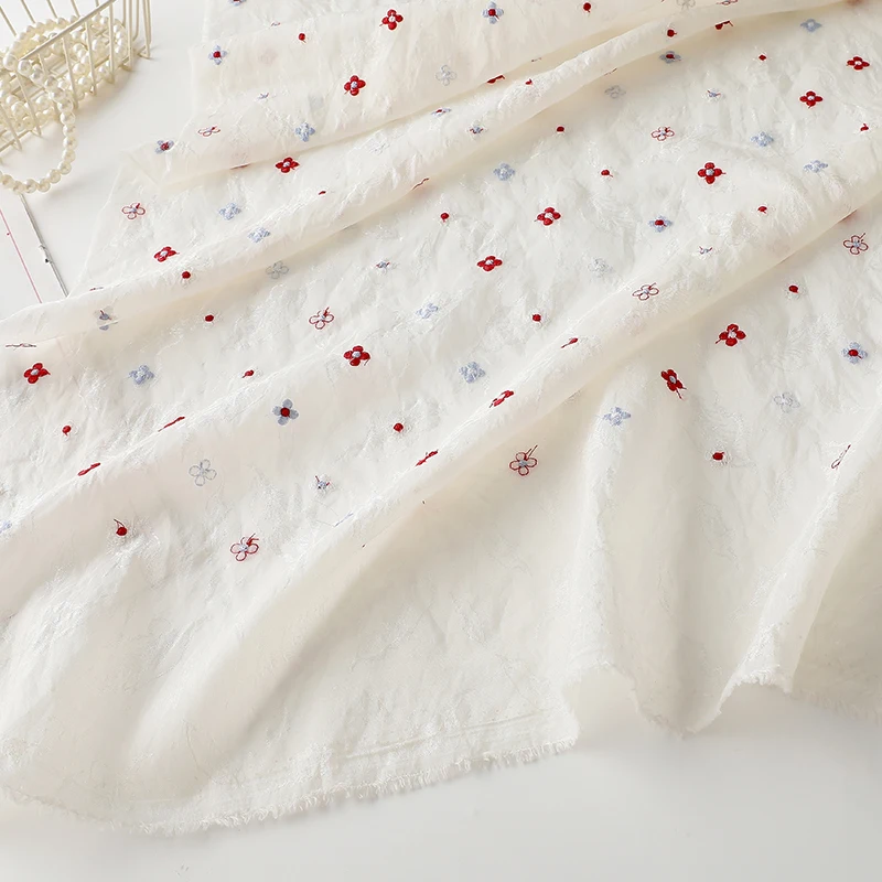 Floral Embroidery Lyocell Jacquard Bottom Fabric Gilded Dark Pattern Dress Hanfu Children's Clothing Spring Summer Fabric