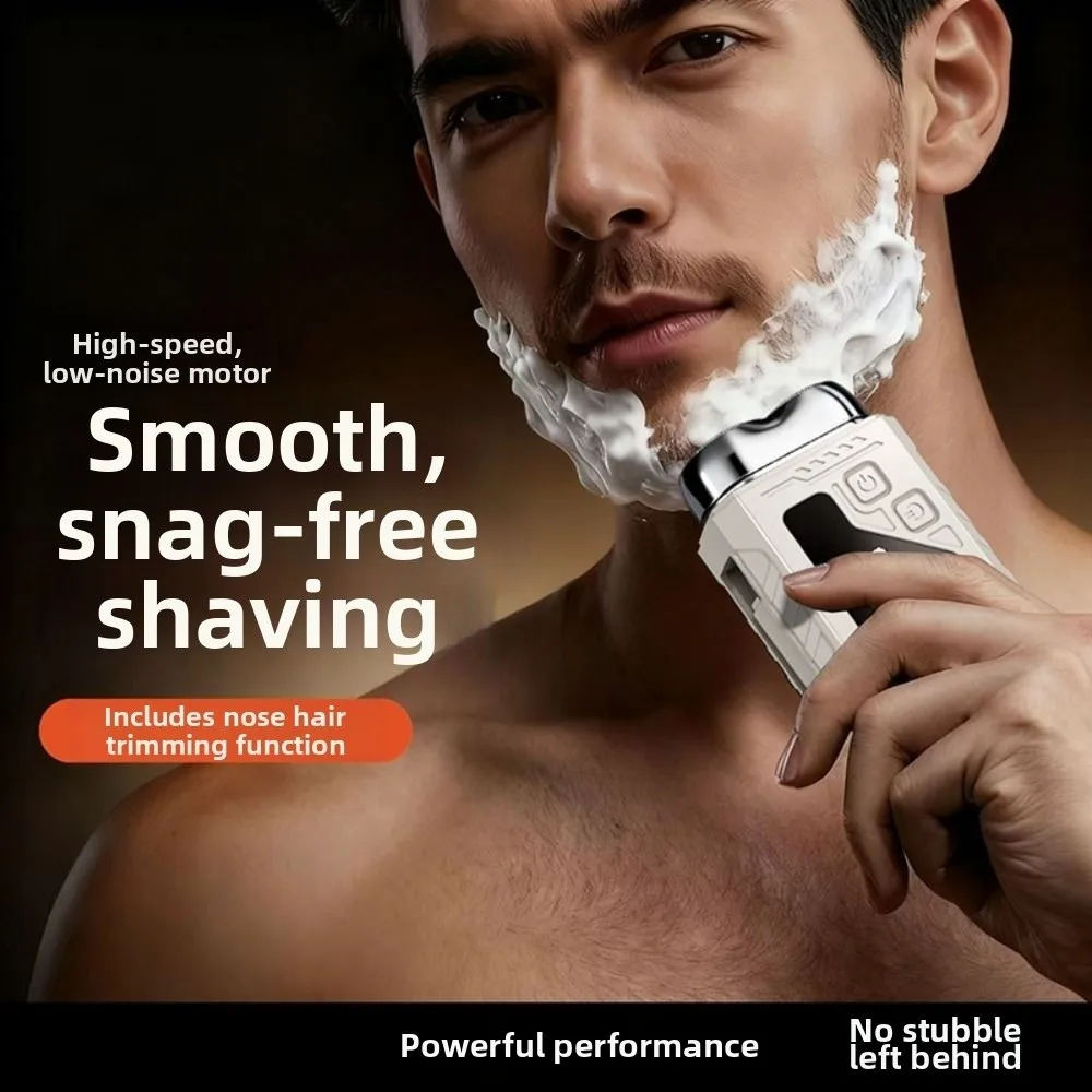 2in1 Mini Electric Shaver Digital Display Painless Portable Rotary Razor Waterproof with Mirror Smart Nose Hair Clipper Home