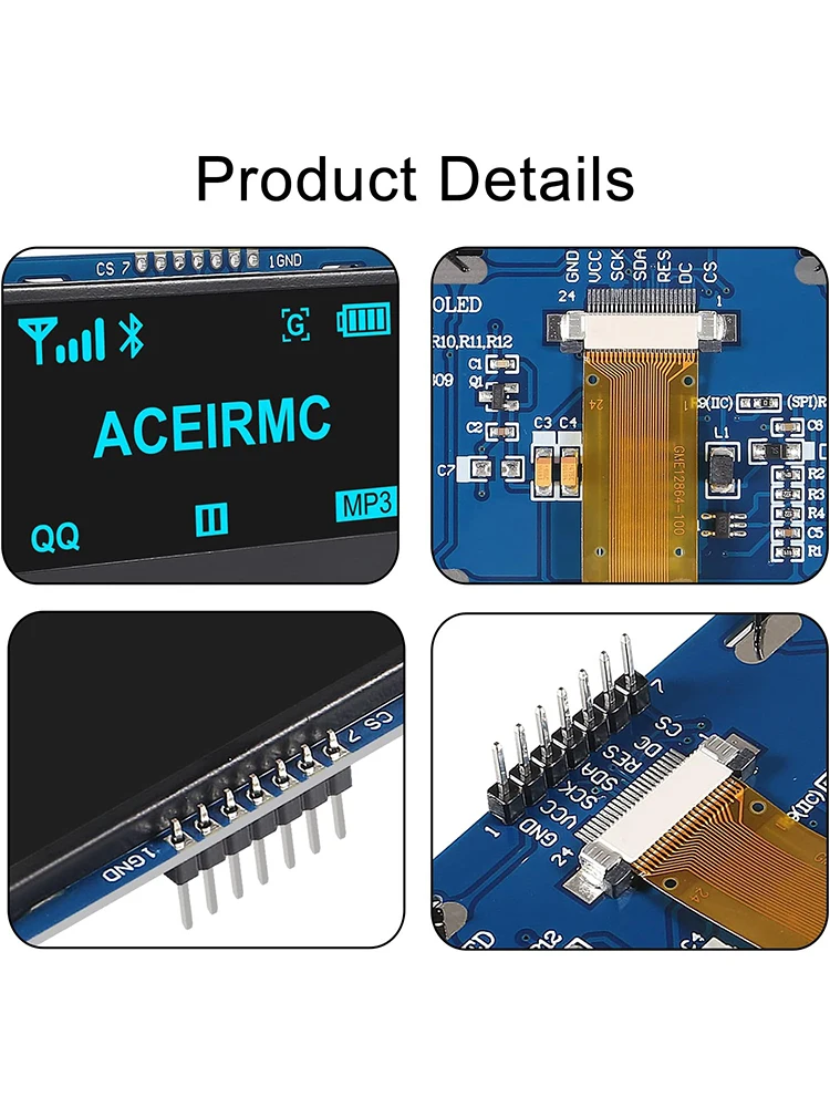 Module d'affichage LCD OLED 2.4 pouces, 2.42 pouces, 128x64, SSD1309 12864, Interface série SPI/IIC I2C à 7 broches pour Arduino UNO R3 C51