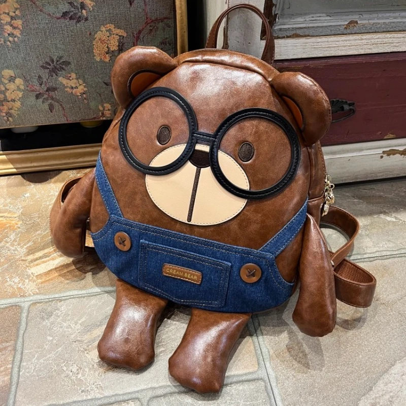 

CREAM BEAR Backpack Girls Fashion Backpacks Cartoon Cute Doll Bear Teddy Bear Bag School Bag Backpack Gift